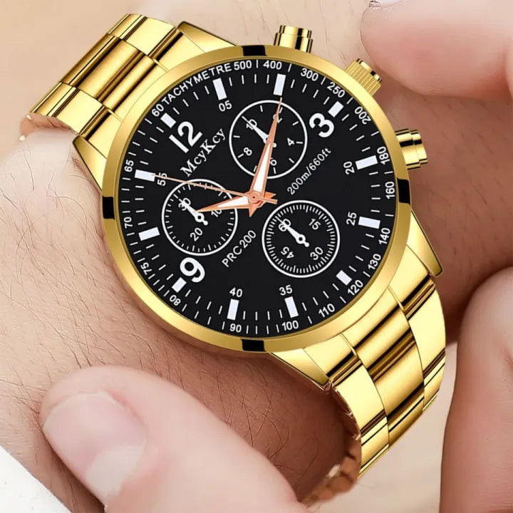 Classic Luxury Watches Golden with Matching Bracelet Chain