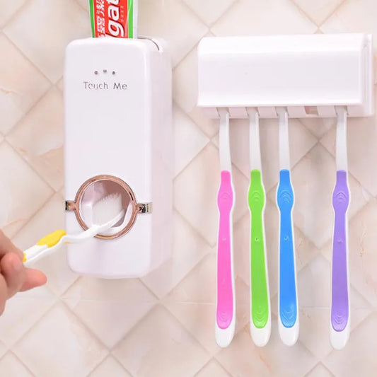 Toothpaste Dispenser With Toothbrush Holder