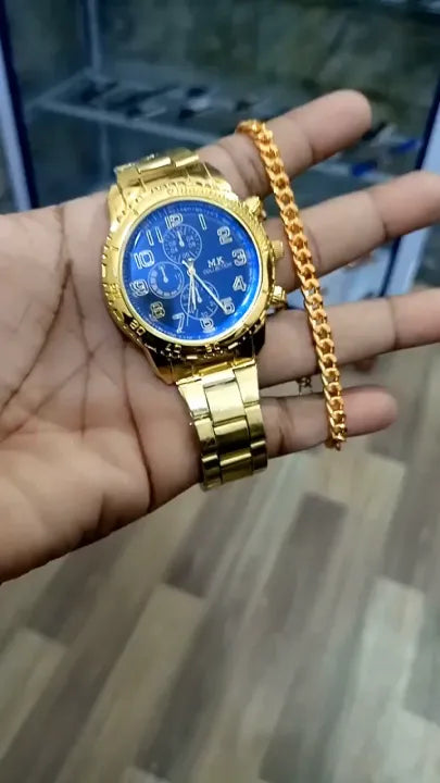 Classic Luxury Watches Golden with Matching Bracelet Chain