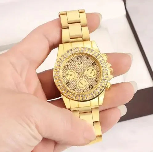 Golden Cuban Chain Bracelet Watch