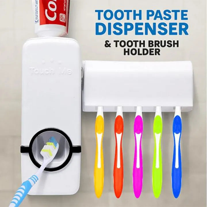 Toothpaste Dispenser With Toothbrush Holder