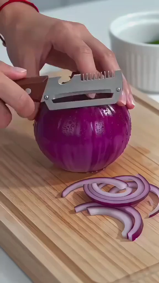 3-in-1 Steel Peeler Knife with Wooden Handle